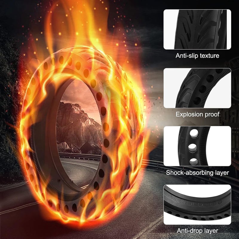 Cooryda Solid Tire for Xiaomi m365 Electric Scooter Mijia Mi m365 pro/gotrax gxl V2/gotrax XR, 8.5 inches Electric Scooter Wheels 8 1/2'' Front or Rear Replacement Honeycomb Solid Tires(1pc) - Image 2